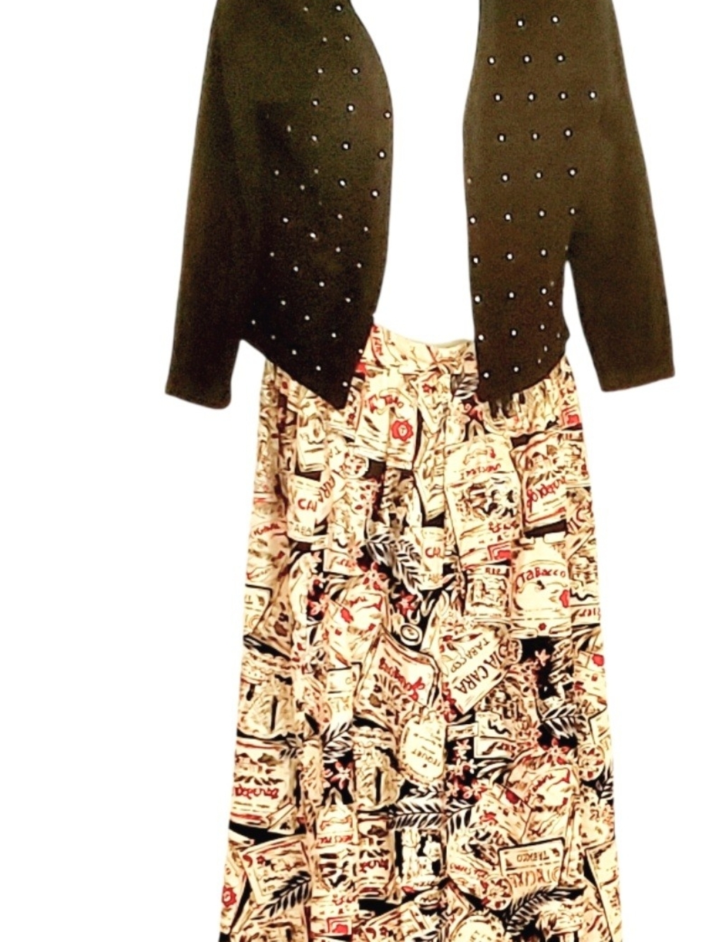 Maxi Skirt with Vintage Travel Motif